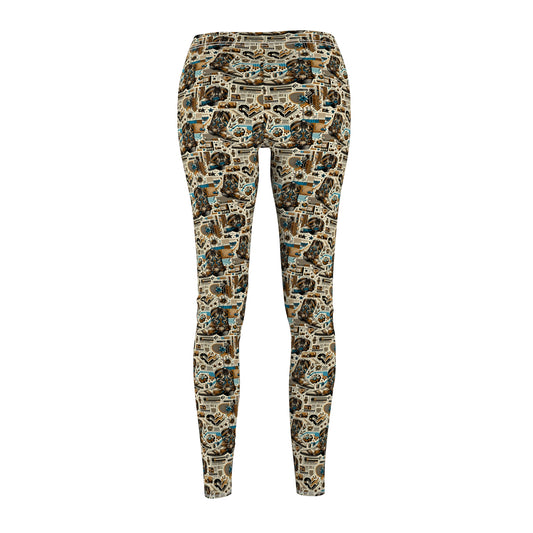 Digital Cowboy Chic Tech-Infused Western Fusion Women's Cut & Sew Casual Leggings - 8404 Design-45