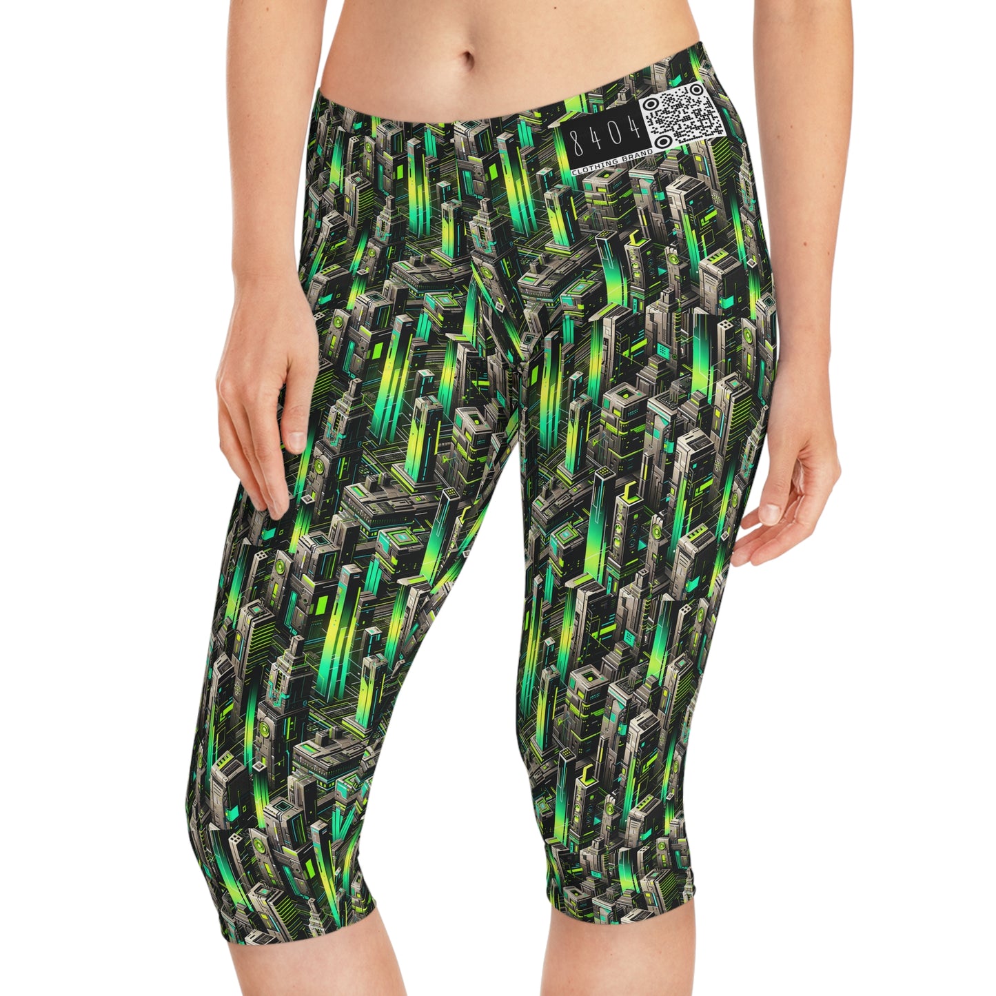 Digital Rebellion Tech-Forward Streetwear Women's Capri Leggings - 8404 Design-63