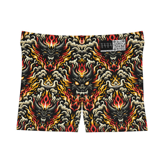Flame Graphics Maximalist Streetwear Women's Shorts - 8404 Design-59