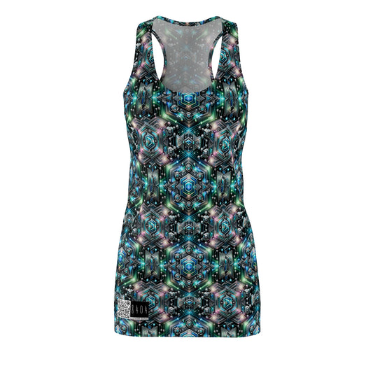 Tech-Infused Futurism Futuristic Tech Women's Cut & Sew Racerback Dress - 8404 Design-63