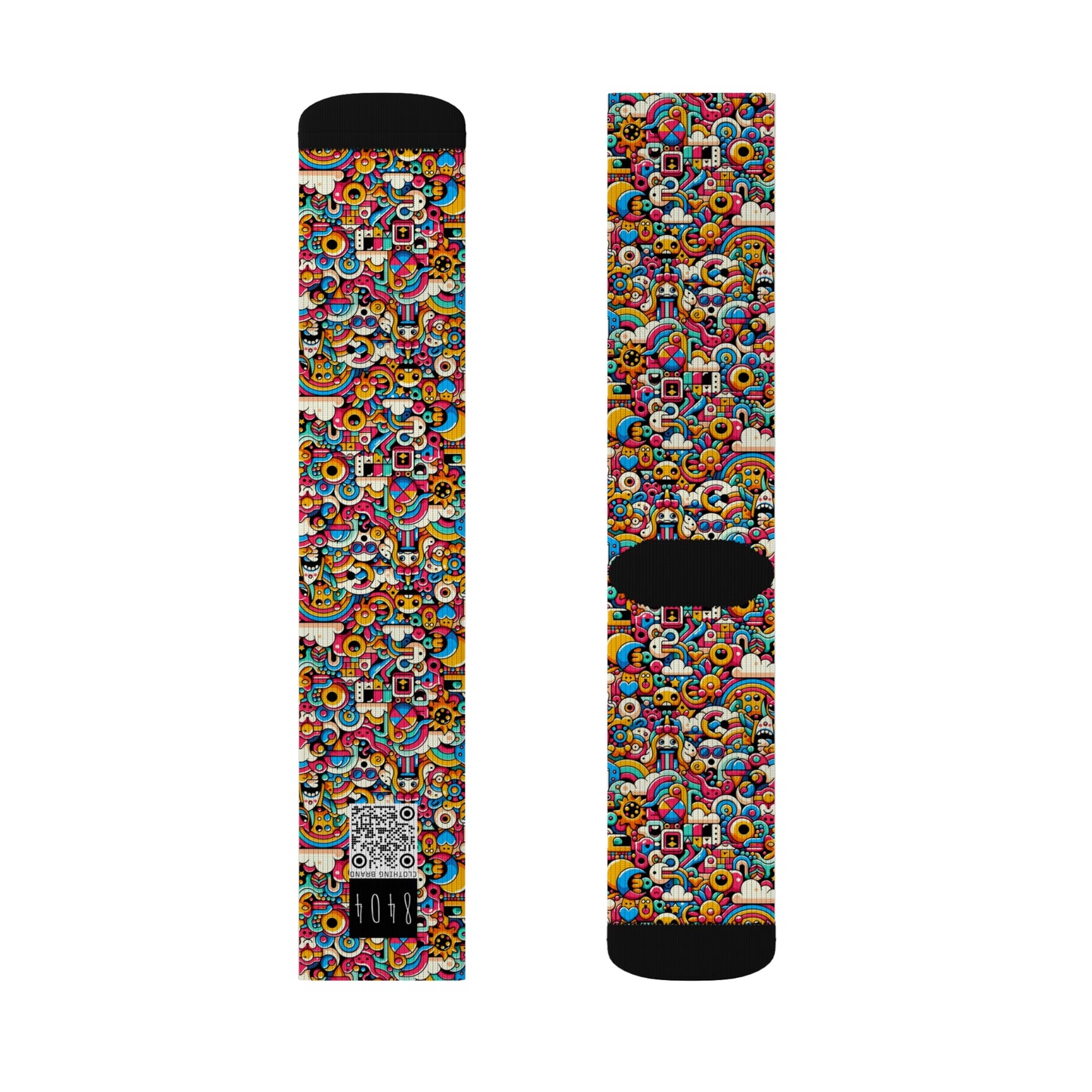Neon Pop Playful Pop Culture Mashup Sublimation Socks - 8404 Design-62