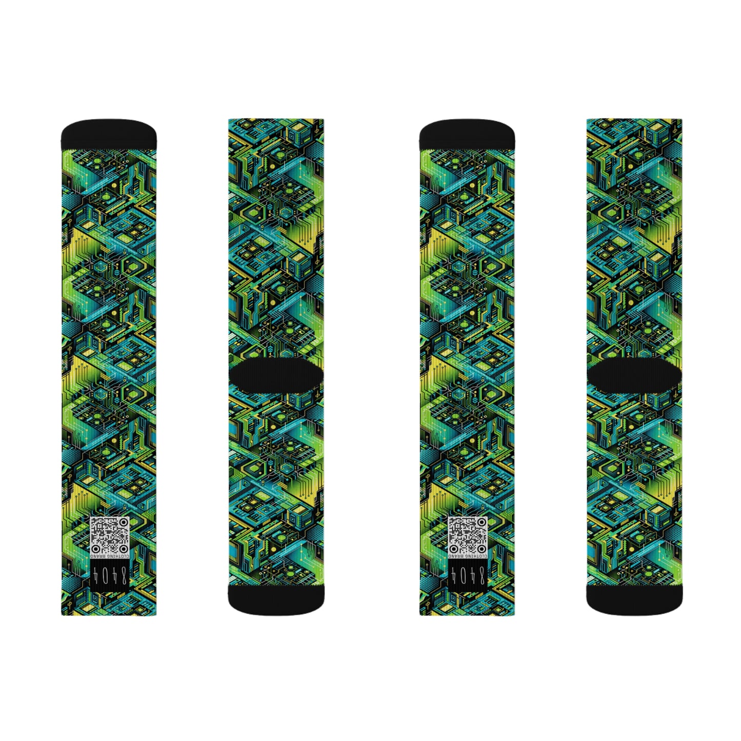 Tech-Infused Neon Tech-Forward Streetwear Sublimation Socks - 8404 Design-38