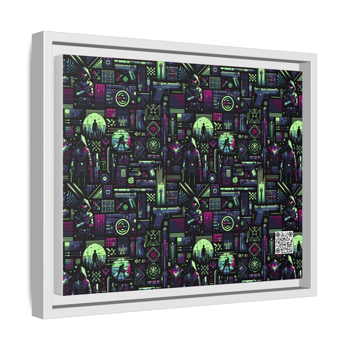 Tech Noir Futuristic Cyberpunk Matte Canvas, Framed (multi-Color) - 8404 Design-63 A