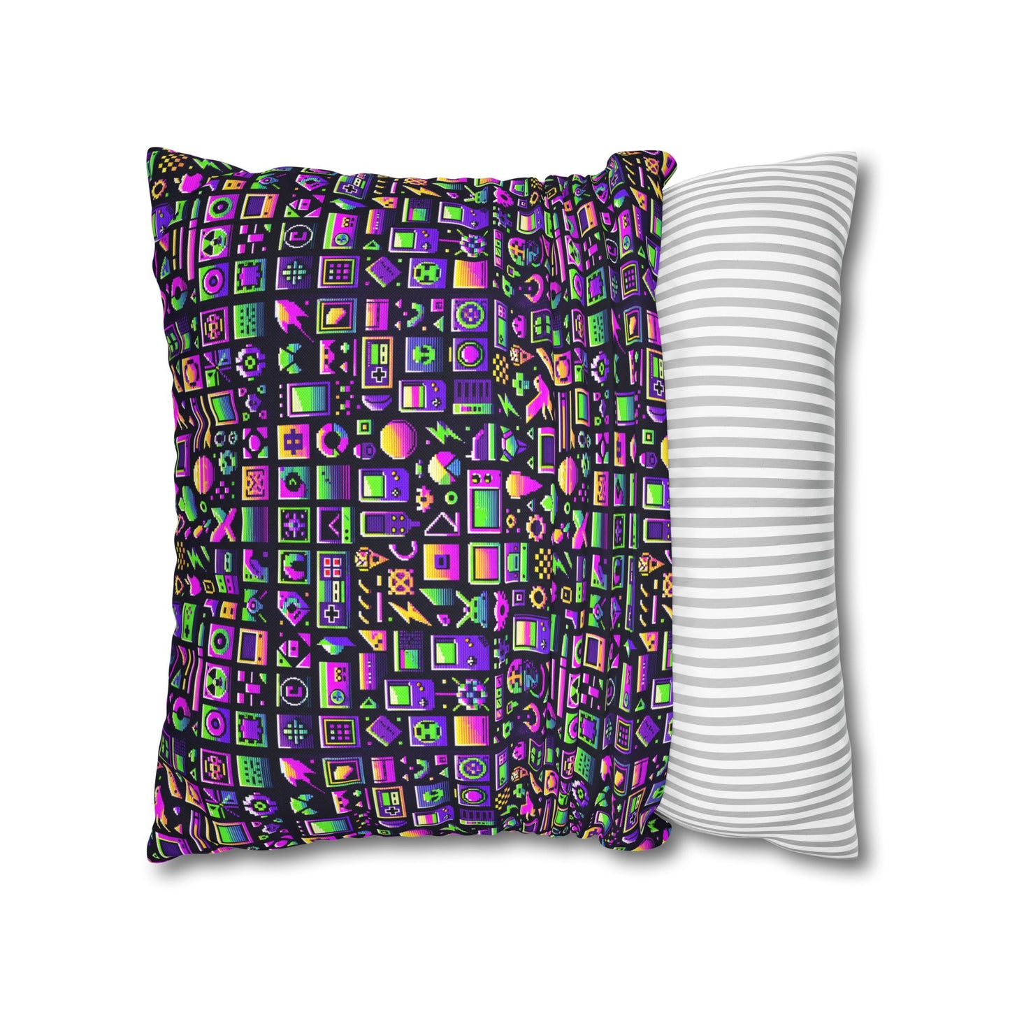 Digital Nostalgia Remix Modern Vintage Fusion Spun Polyester Square Pillowcase - 8404 Design-49