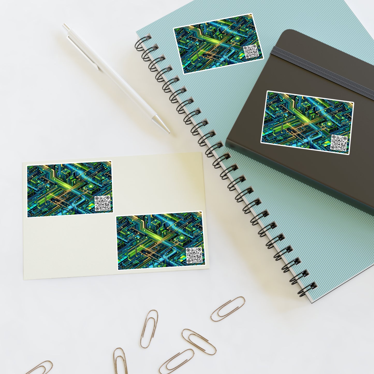 Tech-Infused Neon Tech-Forward Streetwear Sticker Sheets - 8404 Design-54