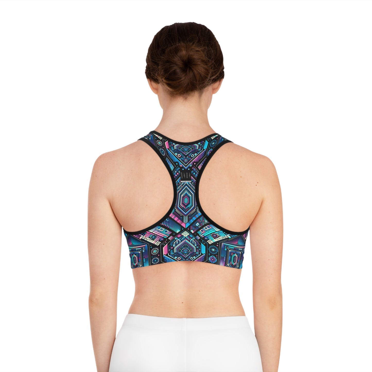 Digital Dreamland Futuristic Tech Aesthetic Sports Bra - 8404 Design-46