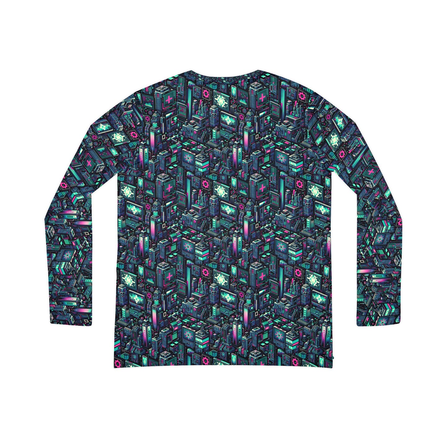 Digital Rebellion Tech-Inspired Streetwear Women's Long Sleeve V-Neck Shirt - 8404 Design-58