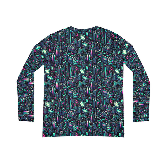 Digital Rebellion Tech-Inspired Streetwear Women's Long Sleeve V-Neck Shirt - 8404 Design-58