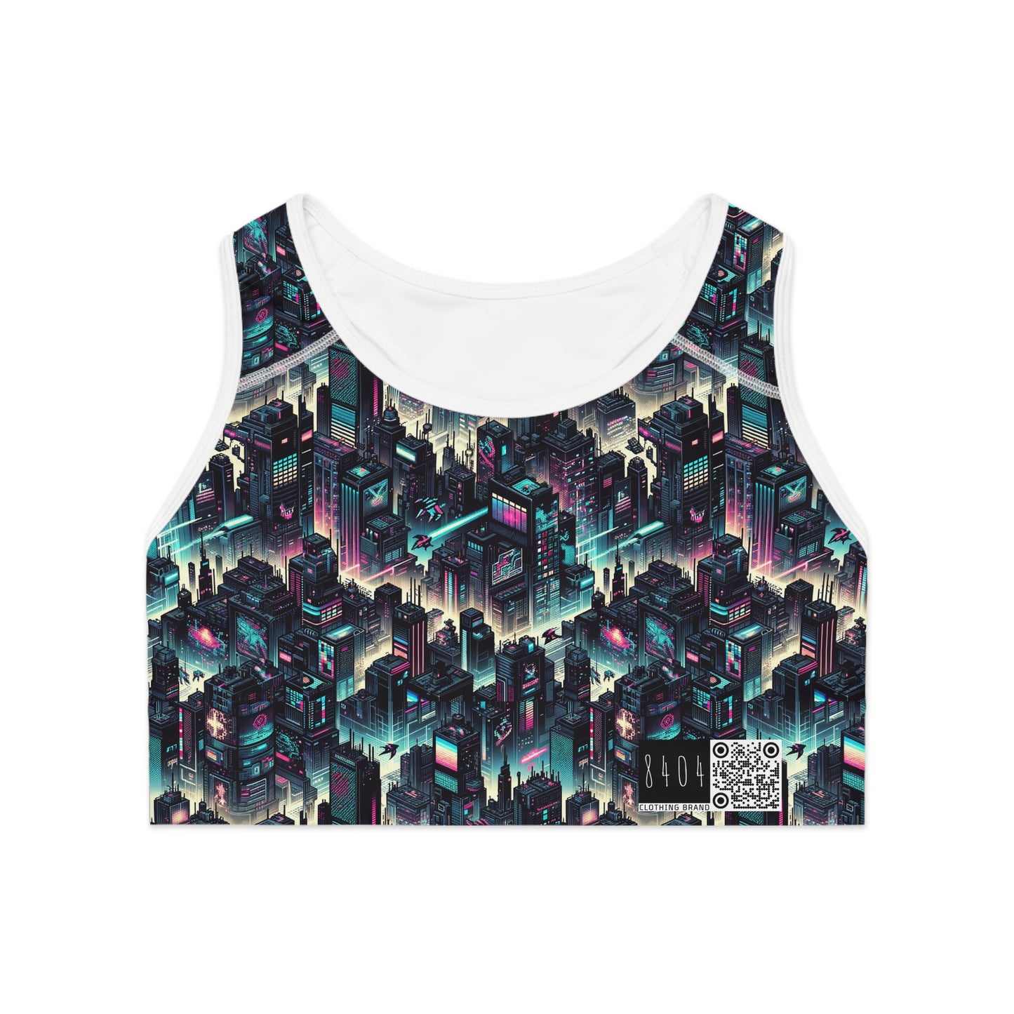Digital Rebellion Tech-Inspired Streetwear Sports Bra - 8404 Design-51