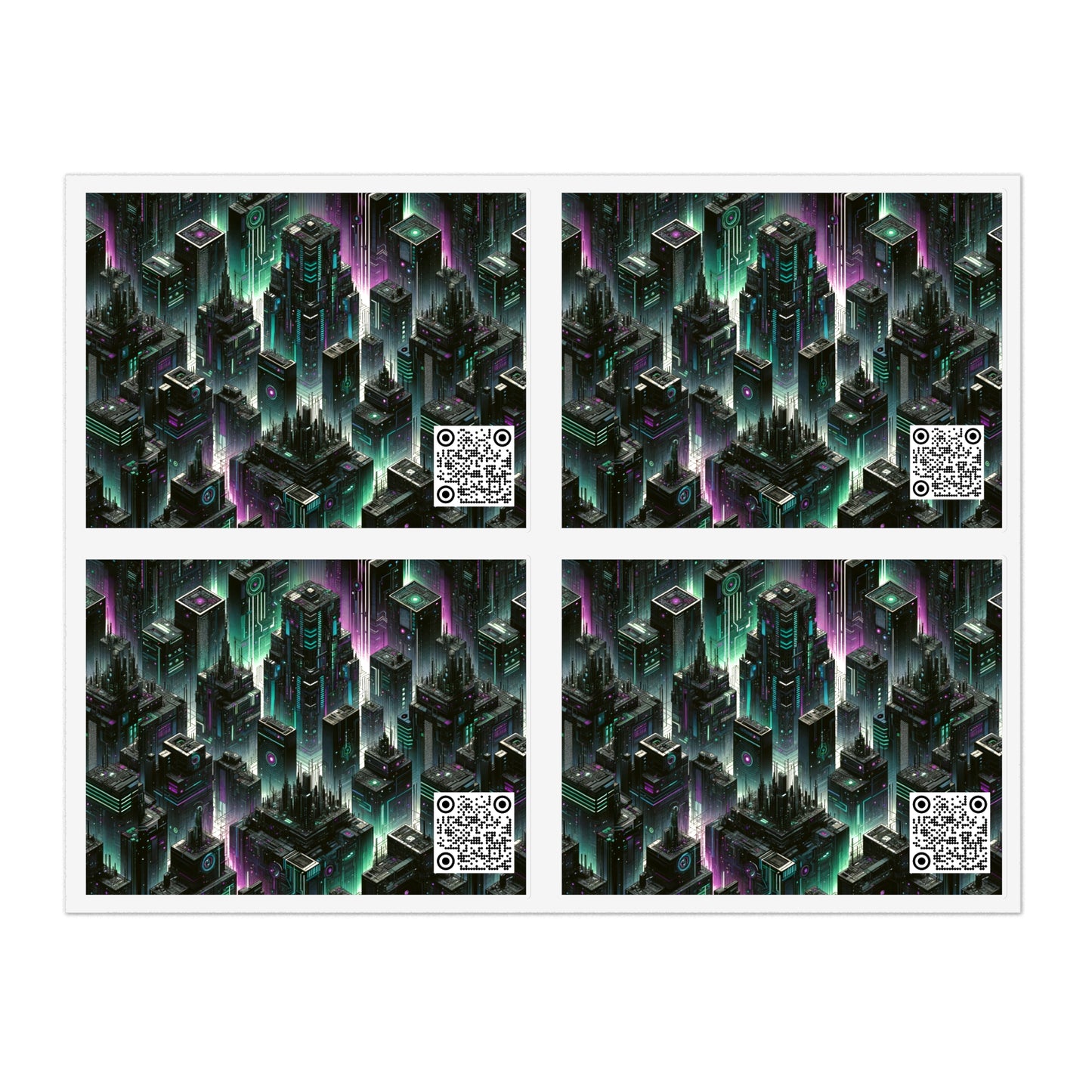 Tech Noir Aesthetics Tech-Forward Urban Dystopia Sticker Sheets - 8404 Design-44