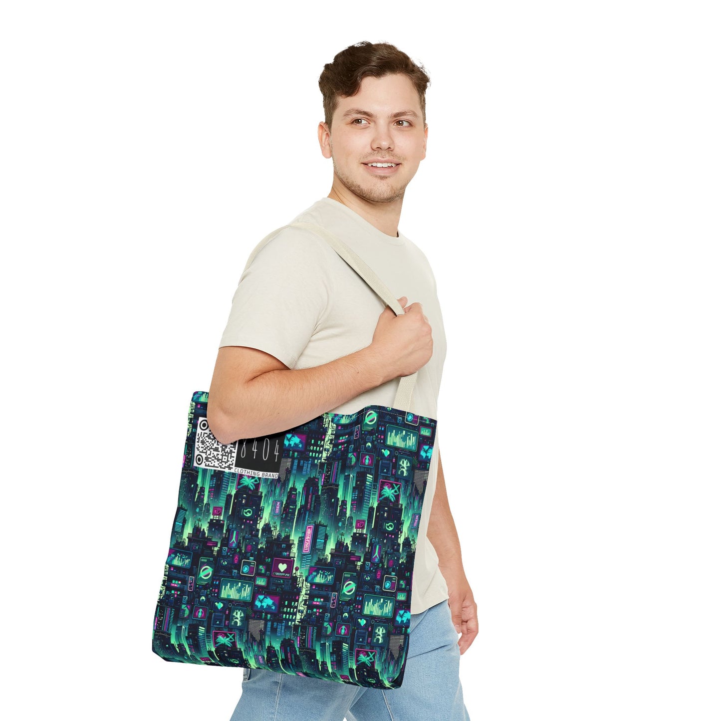 Tech Noir Graphics Futuristic Cyberpunk Tote Bag - 8404 Design-52