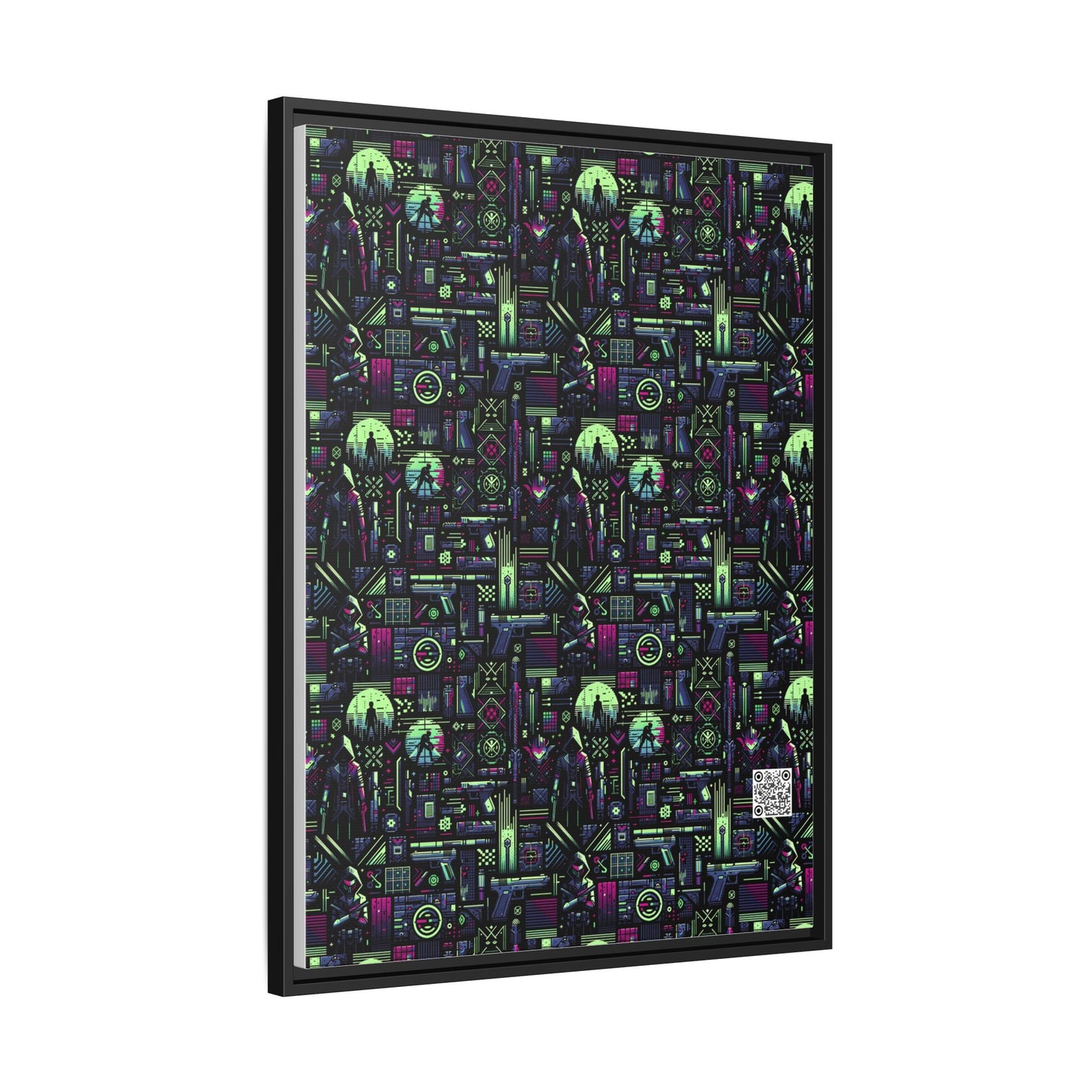 Tech Noir Futuristic Cyberpunk Matte Canvas, Framed (multi-Color) - 8404 Design-63 A