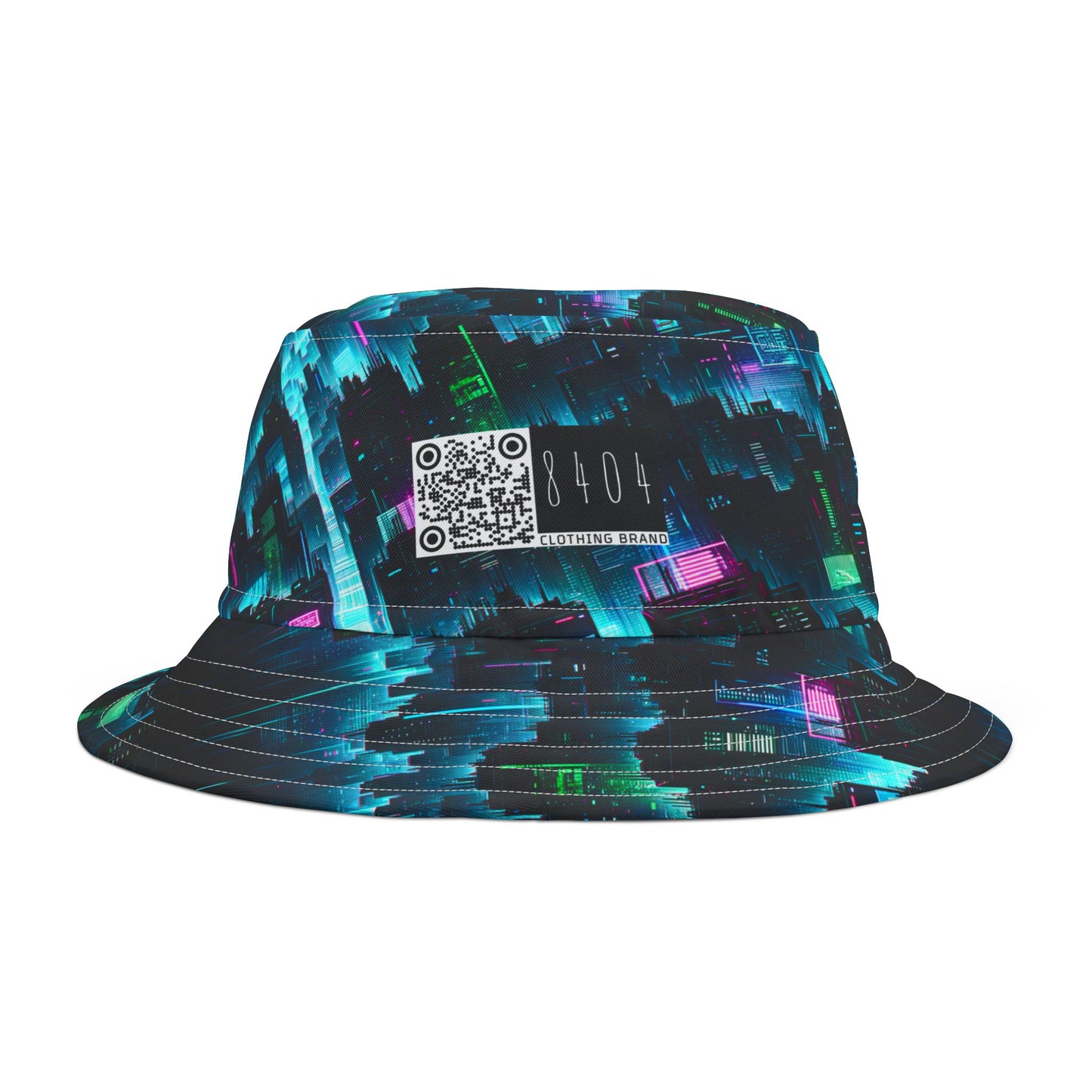 Tech Noir Graphics Cyberpunk Tech Aesthetic Bucket Hat - 8404 Design-60