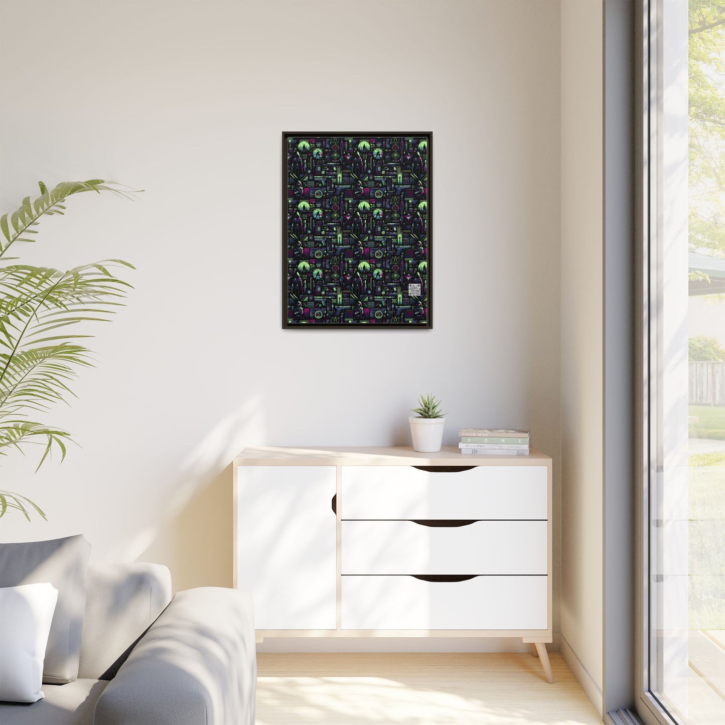 Tech Noir Futuristic Cyberpunk Matte Canvas, Framed (multi-Color) - 8404 Design-63 A