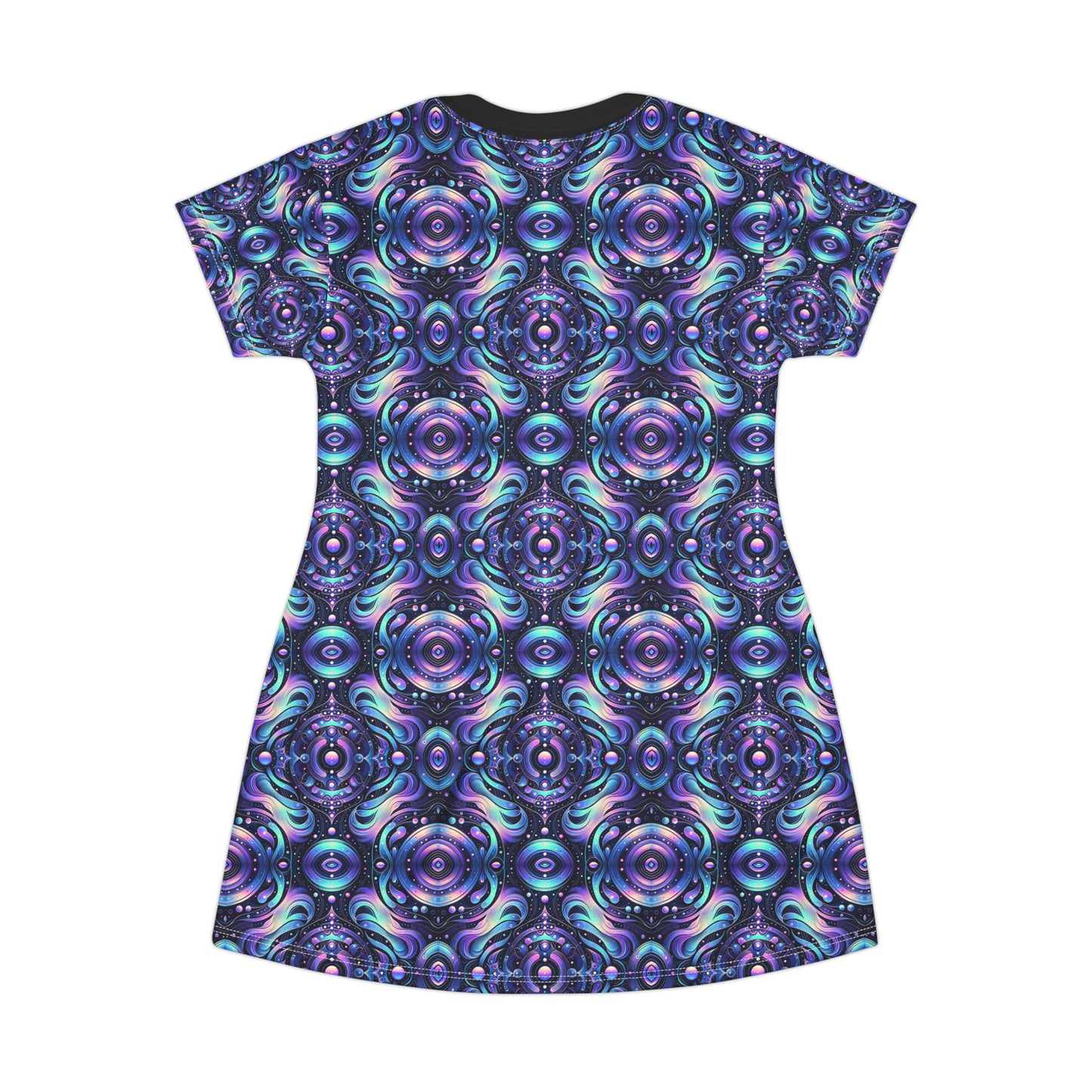 Iridescent Tech Fusion Tech-Forward Streetwear T-Shirt Dress - 8404 Design-62