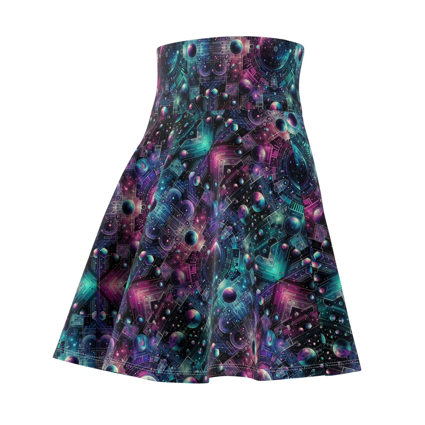 Galactic Hues Tech-Forward Cosmic Fusion Women's Skater Skirt - 8404 Design-59