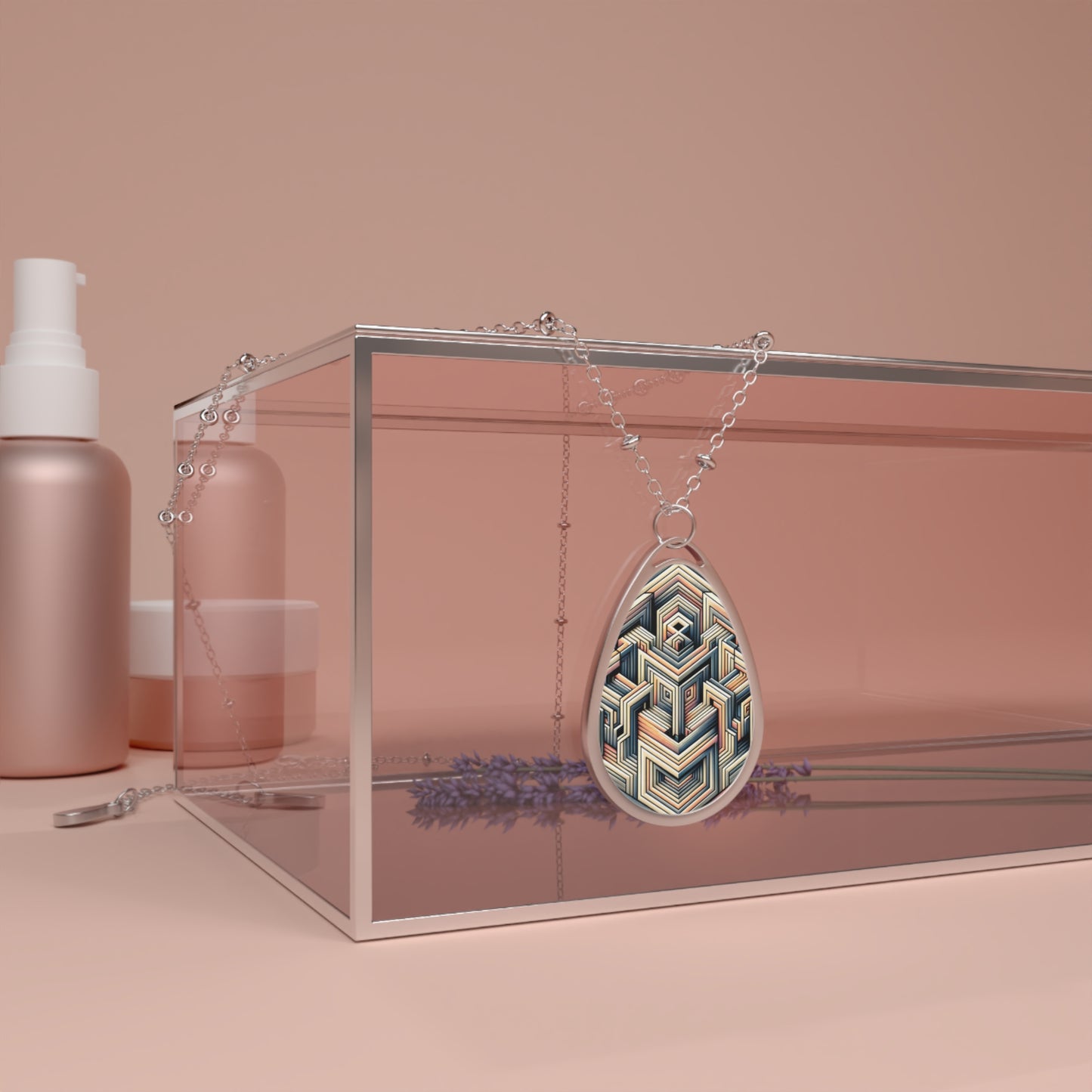 Tech Illusion Graphics Futuristic Artistry Oval Necklace - 8404 Design-52