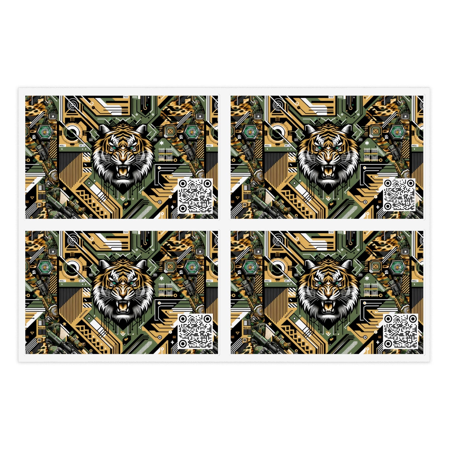 Neo-Camo Fusion Tech-Forward Streetwear Sticker Sheets - 8404 Design-58