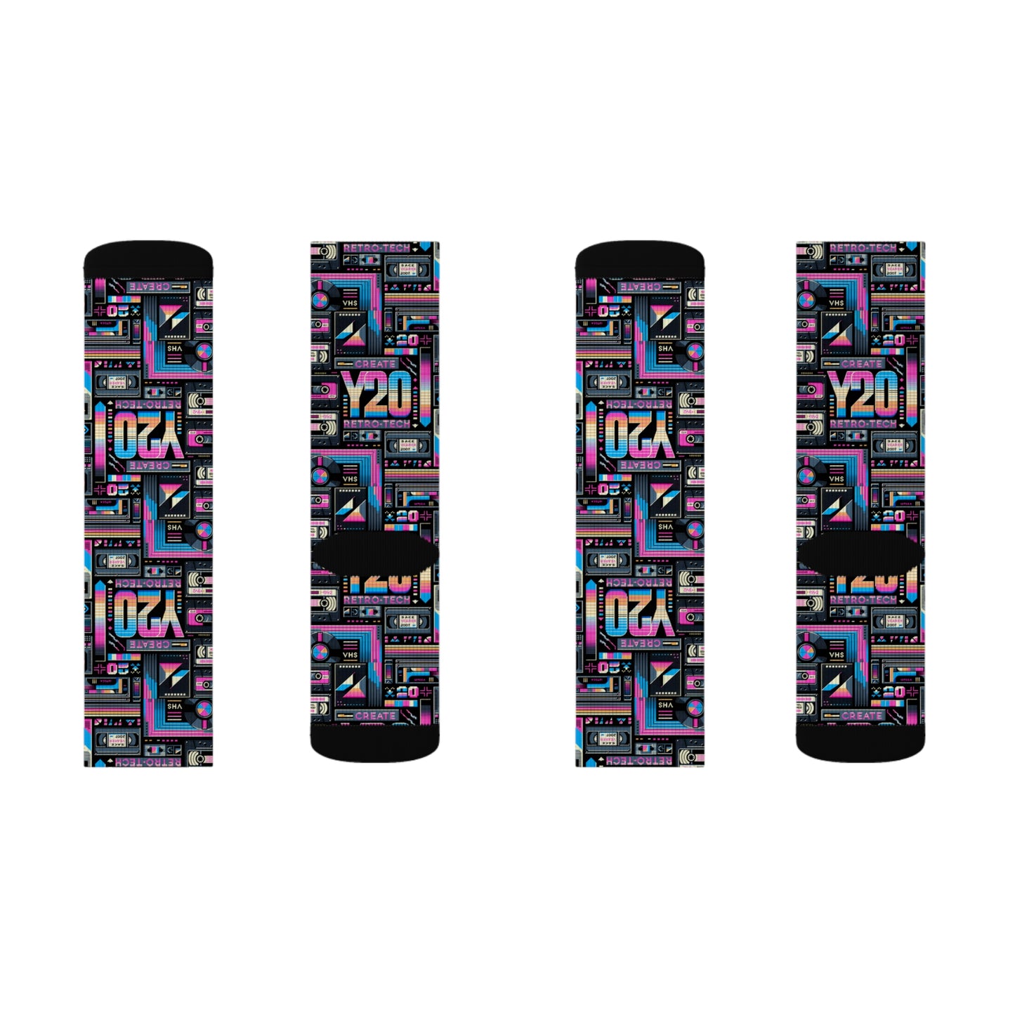 Digital Nostalgia Tech-Inspired Retro Fusion Sublimation Socks - 8404 Design-65