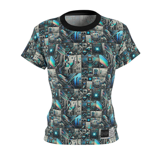 Tech-Infused Futurism Sleek Tech Edge Women's Cut & Sew Tee - 8404 Design-48