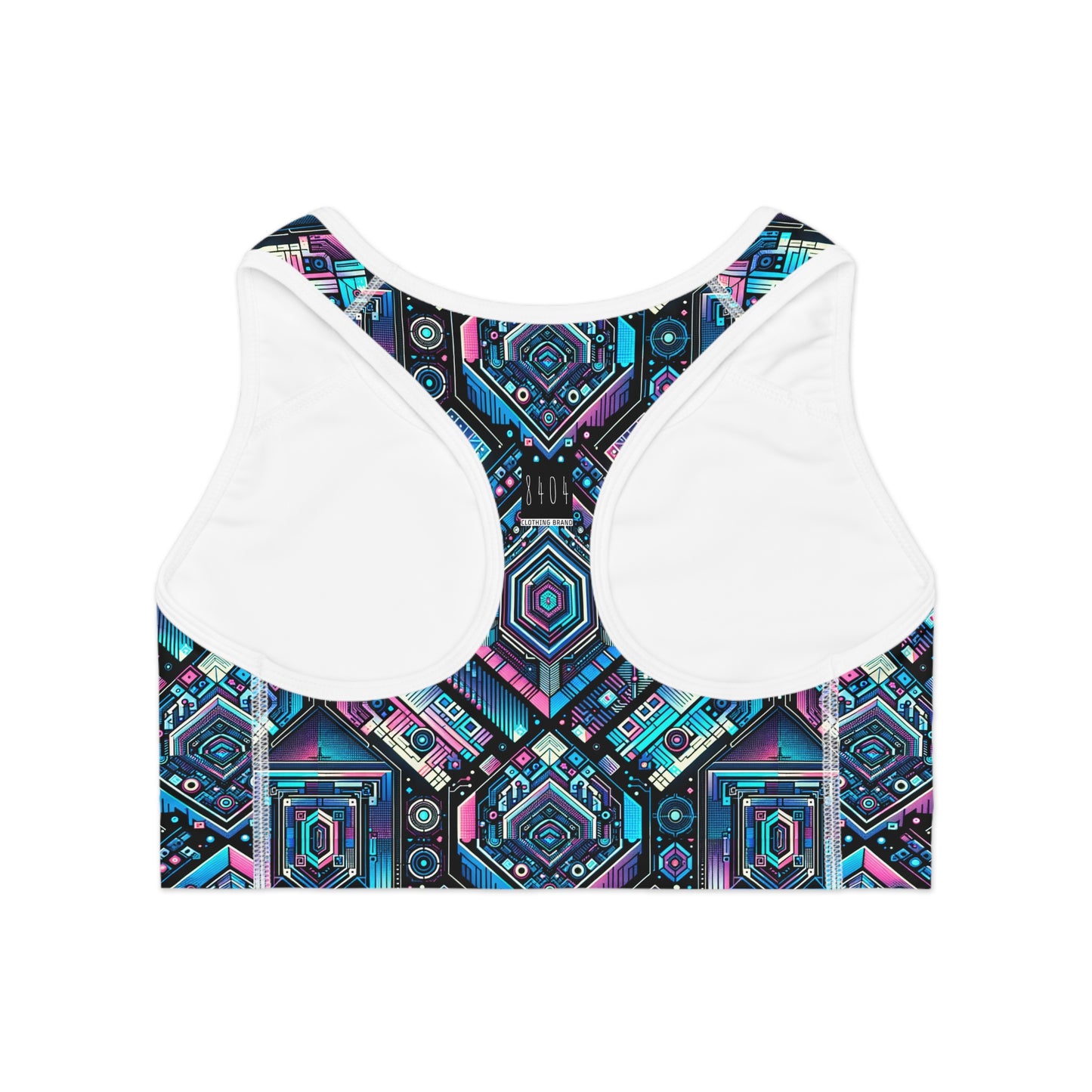 Digital Dreamland Futuristic Tech Aesthetic Sports Bra - 8404 Design-46