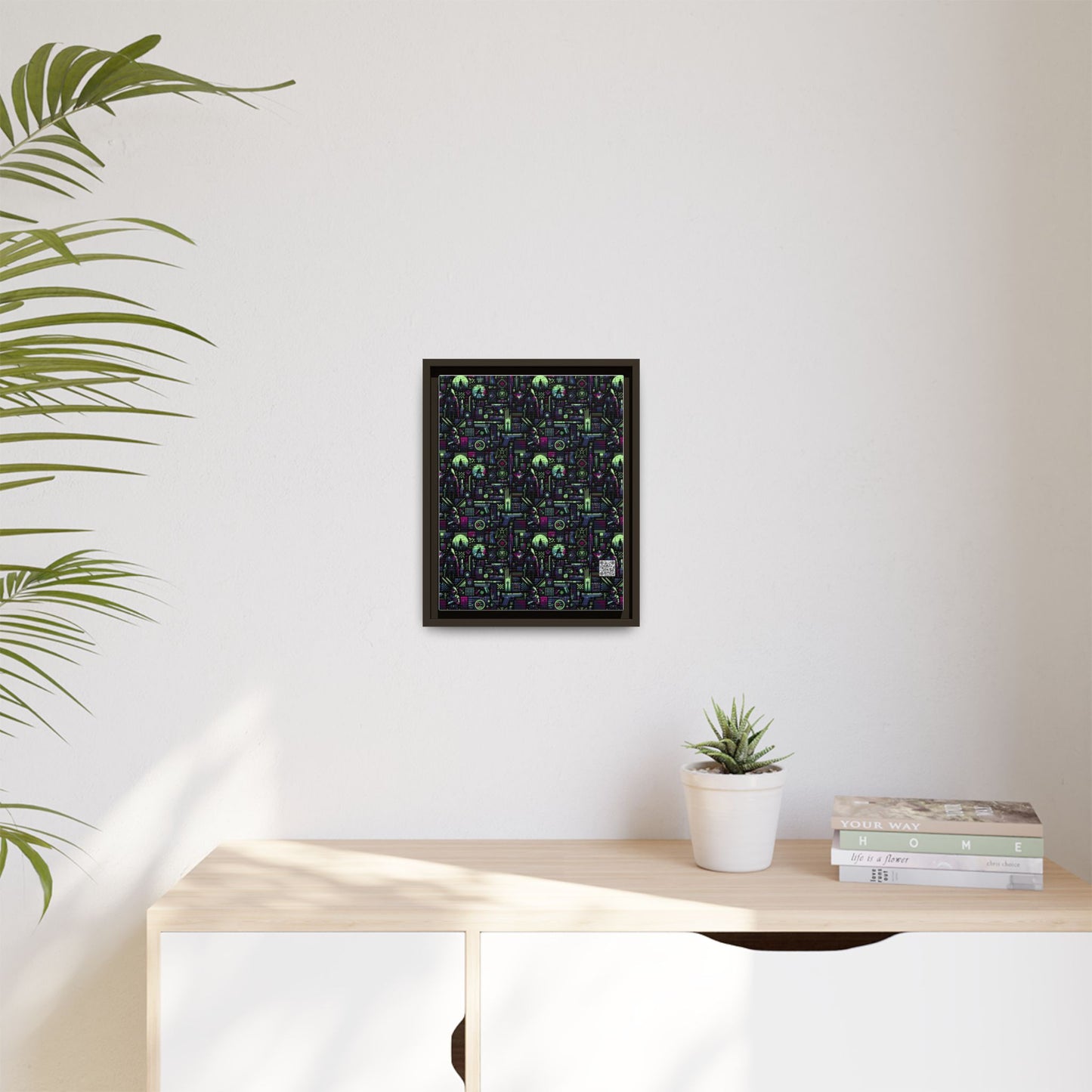 Tech Noir Futuristic Cyberpunk Matte Canvas, Framed (multi-Color) - 8404 Design-63 A