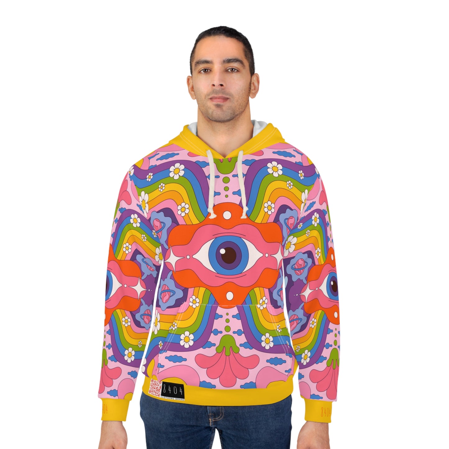 8404's Unisex Adult "the Eye of Trance in Yellow" Fashion Pullover Hoodie