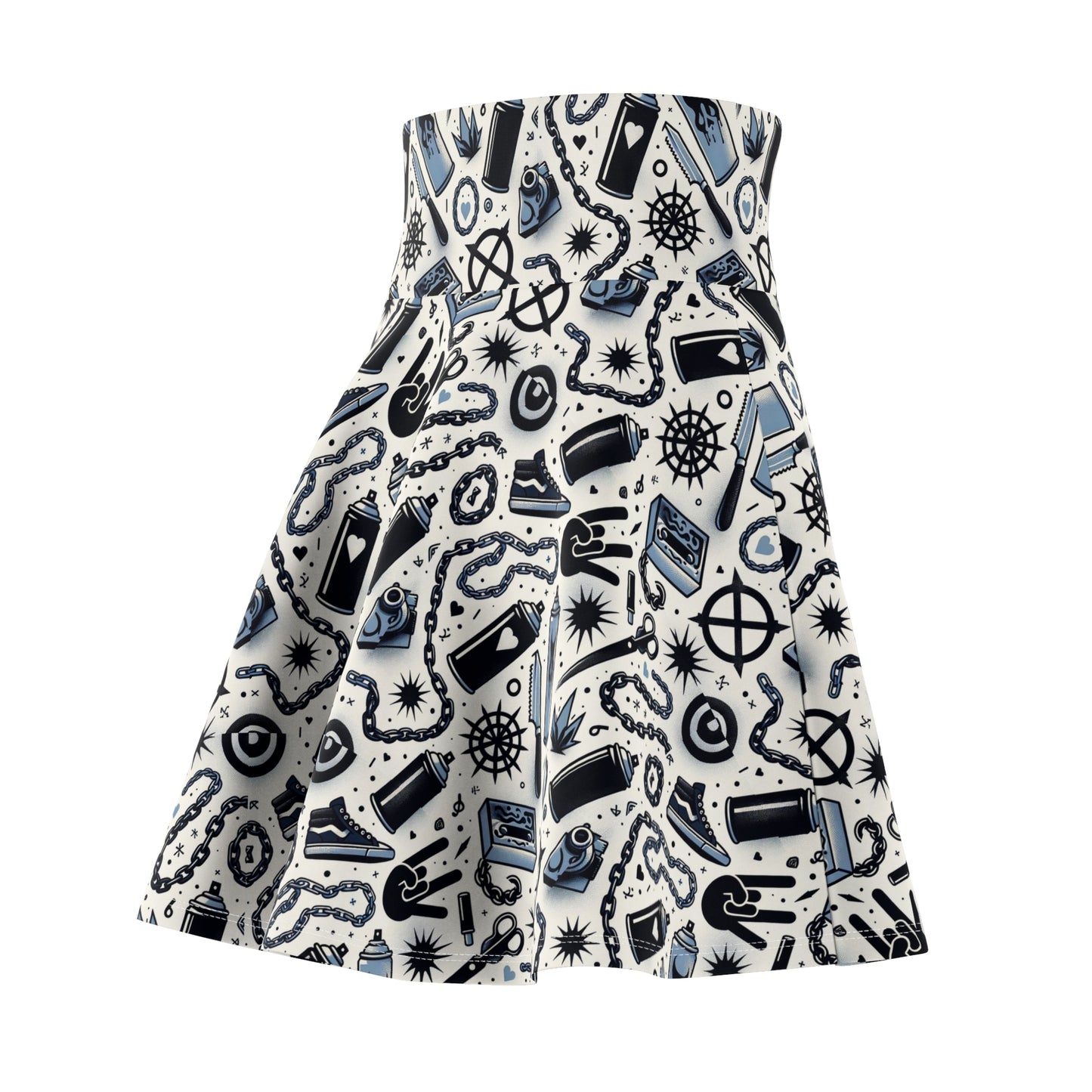 Cultural Rebellion Graphics Edgy and Rebellious With a Hint of Nostalgia Women's Skater Skirt - 8404 Design-57