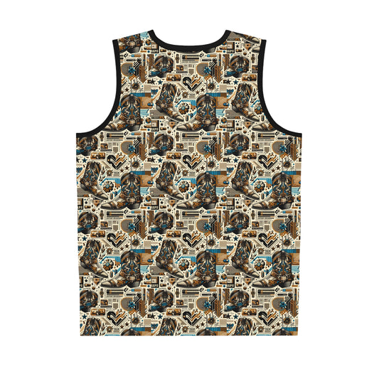 Digital Cowboy Chic Tech-Infused Western Fusion Basketball Jersey - 8404 Design-45