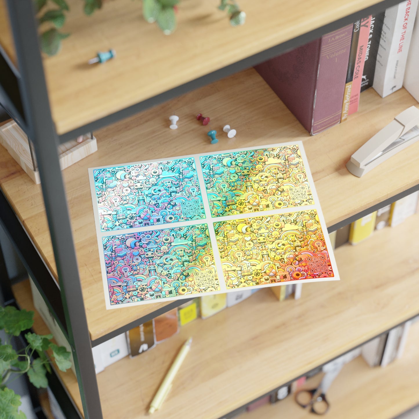 Neon Pop Playful Pop Culture Mashup Sticker Sheets - 8404 Design-62