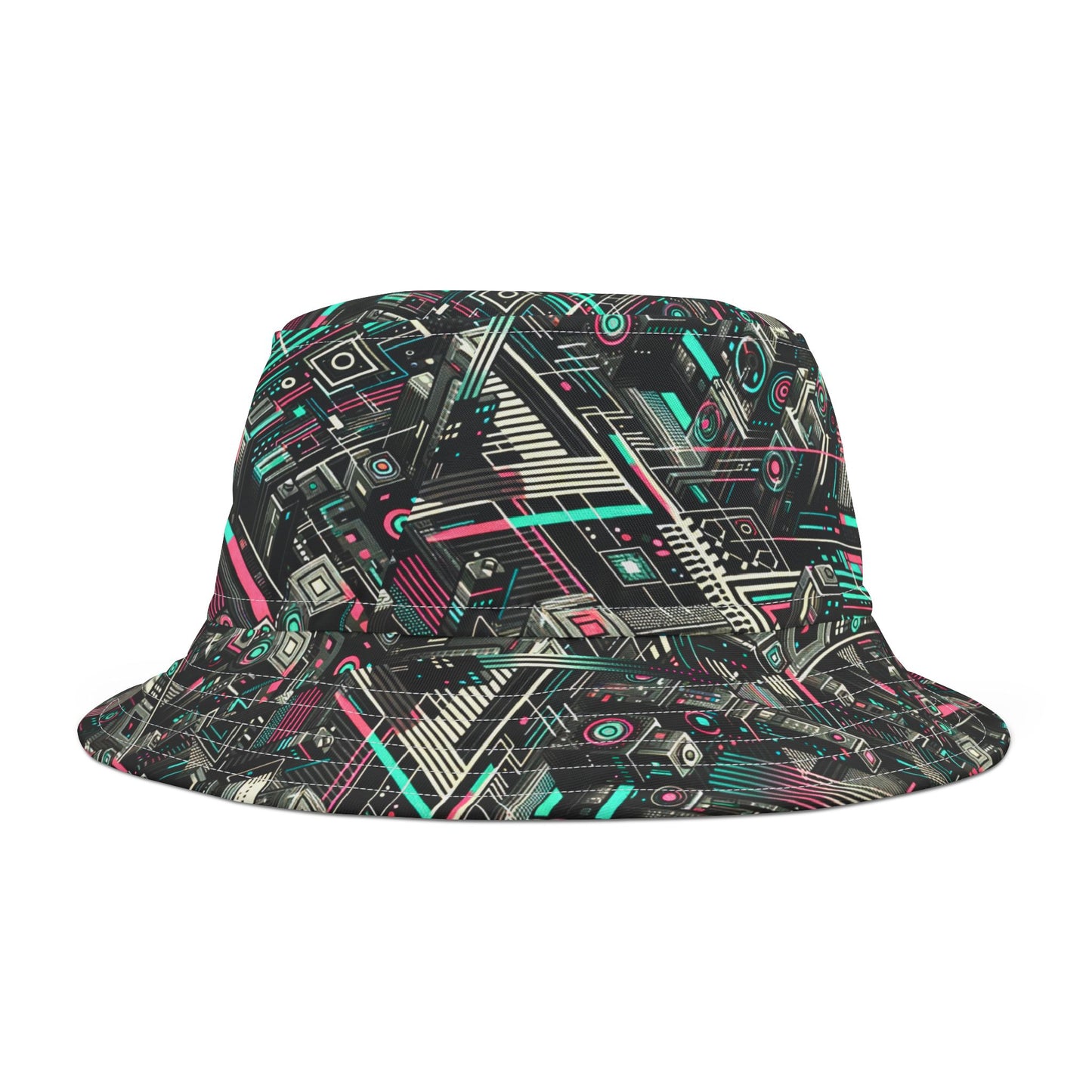 Digital Dreamland Tech-Inspired Streetwear Bucket Hat - 8404 Design-51