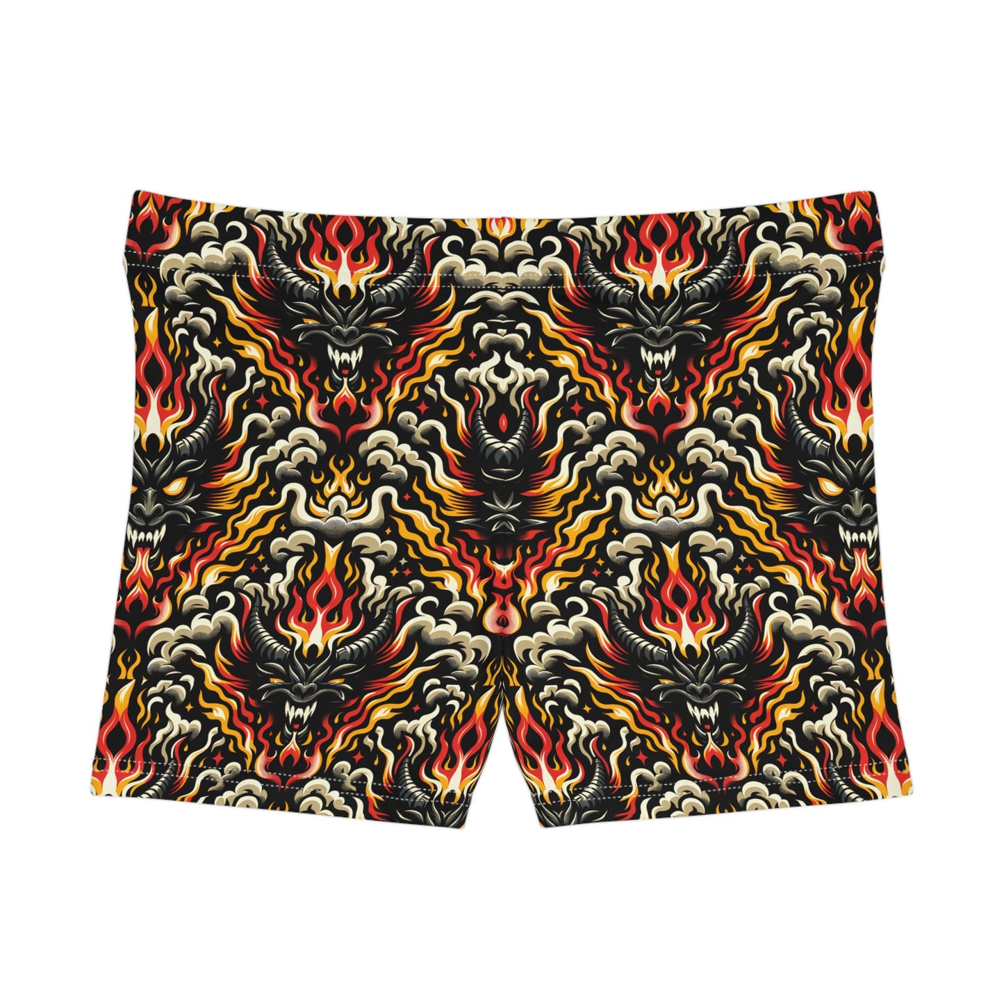 Flame Graphics Maximalist Streetwear Women's Shorts - 8404 Design-59