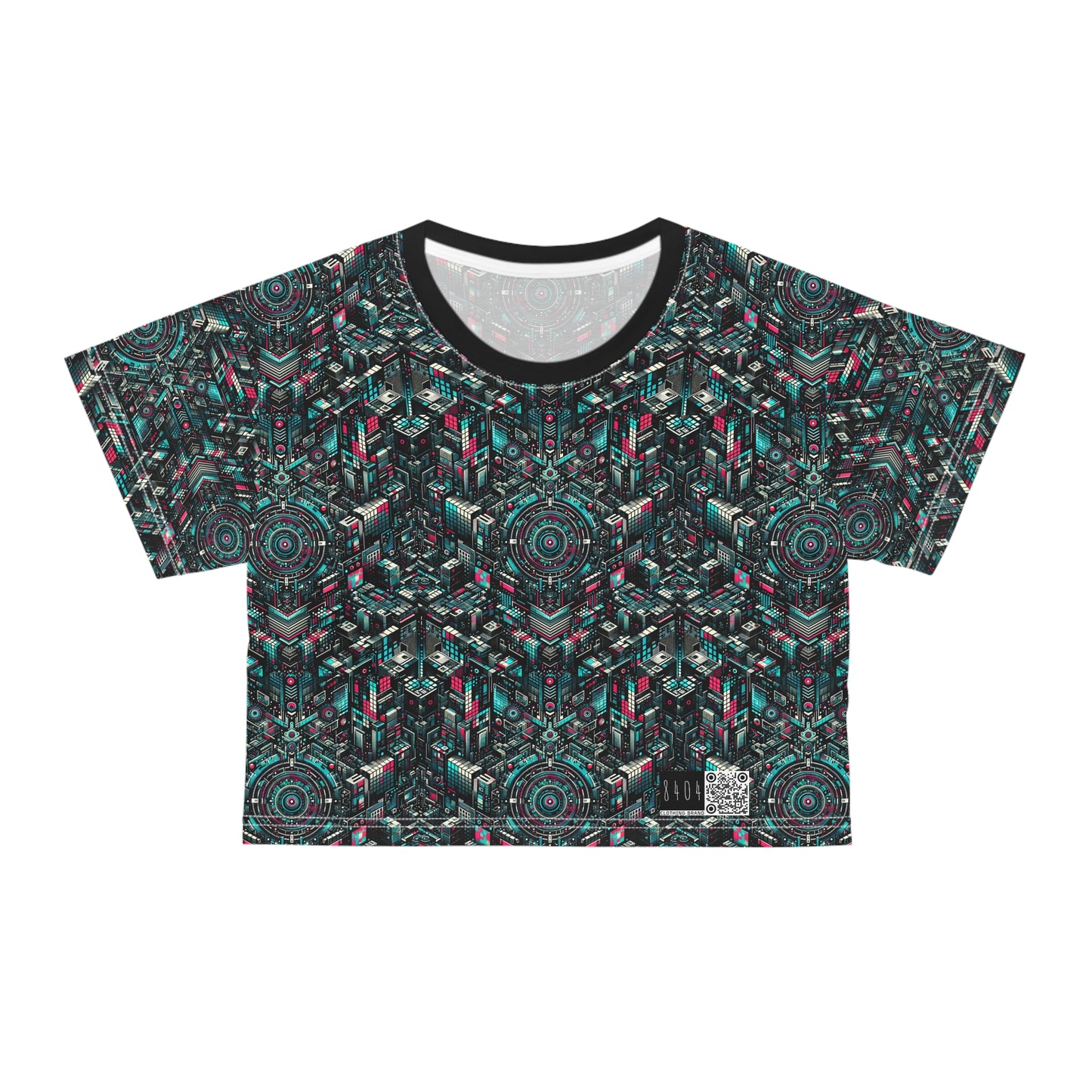 Digital Rebellion Tech-Inspired Streetwear Crop Tee - 8404 Design-54