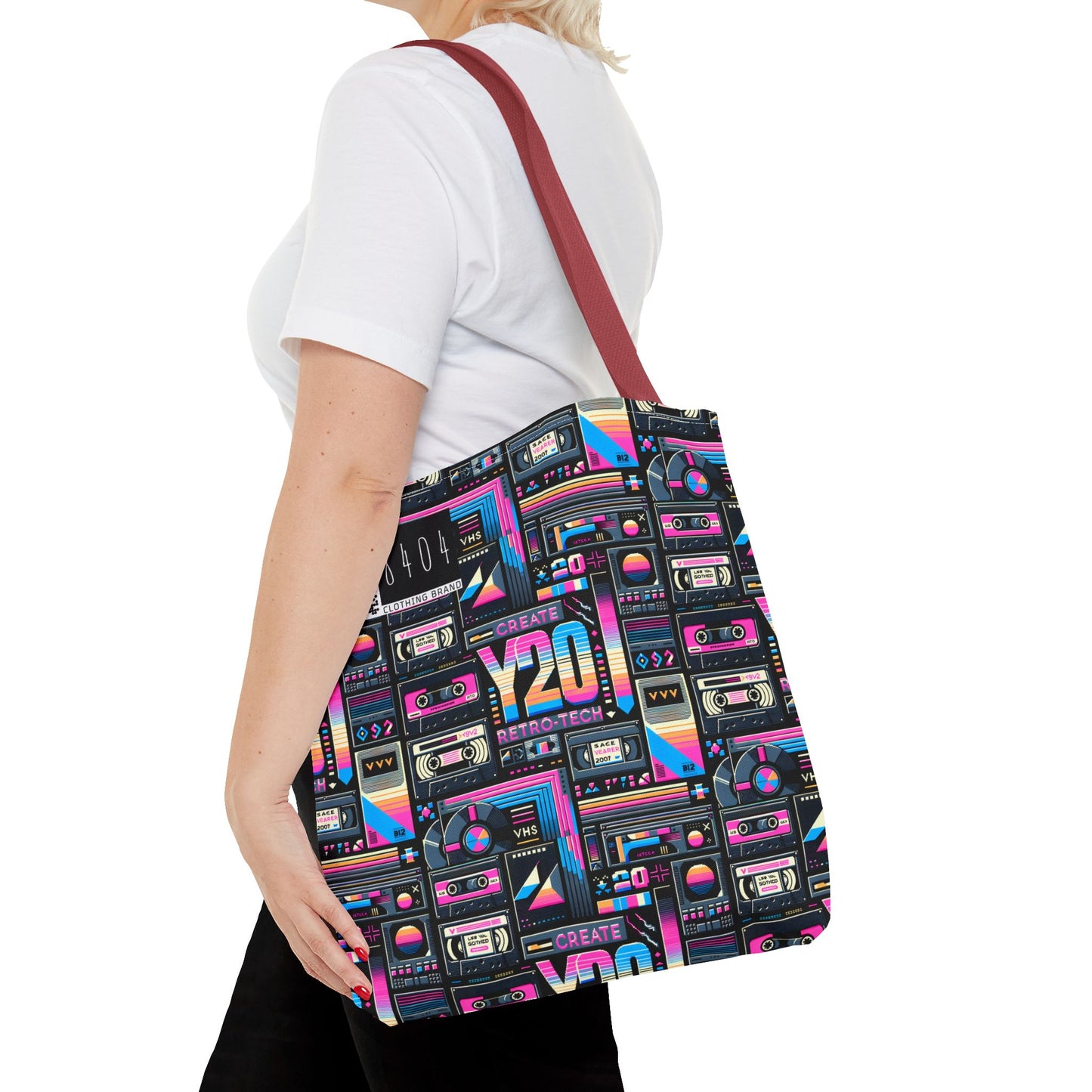 Digital Nostalgia Tech-Inspired Retro Fusion Tote Bag - 8404 Design-65