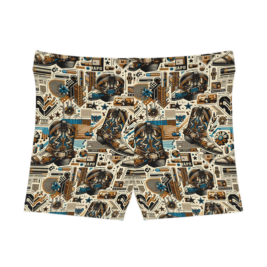 Digital Cowboy Chic Tech-Infused Western Fusion Women's Shorts - 8404 Design-45
