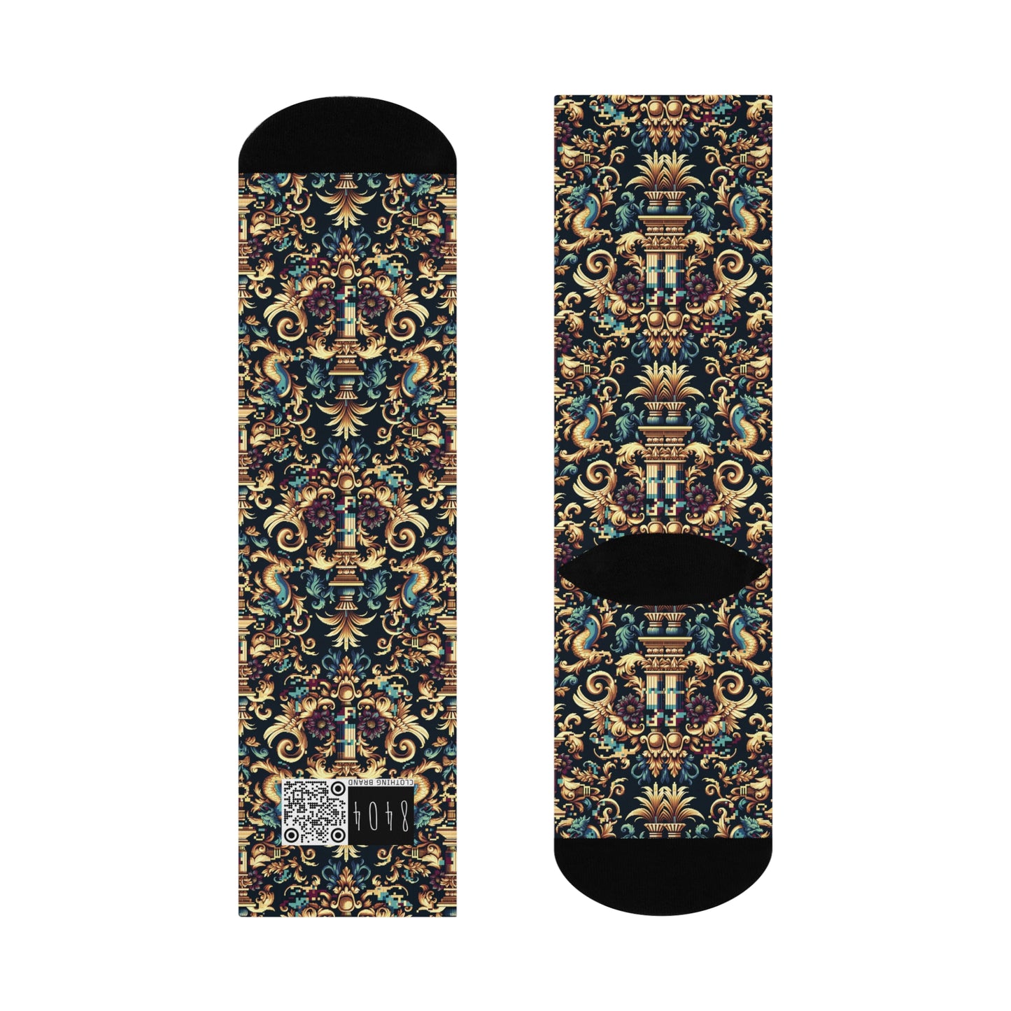 Digital Renaissance Modern Baroque Fusion Cushioned Crew Socks - 8404 Design-57