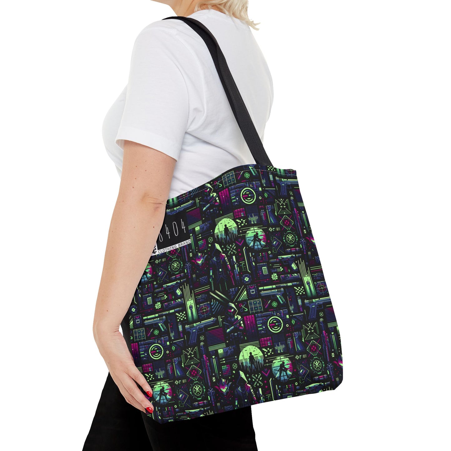 Tech Noir Futuristic Cyberpunk Tote Bag - 8404 Design-63