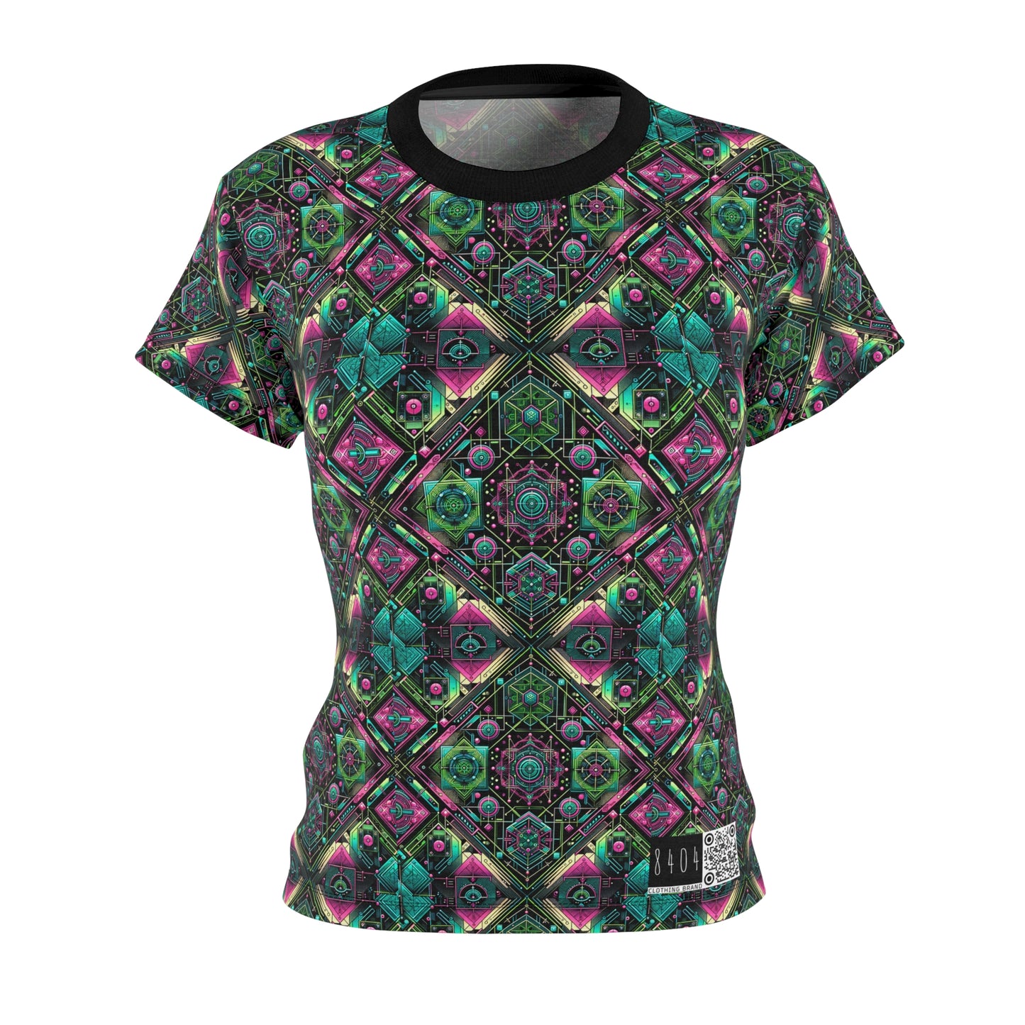 Tech-Infused Graphics Tech-Forward Streetwear Women's Cut & Sew Tee - 8404 Design-45