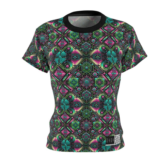 Tech-Infused Graphics Tech-Forward Streetwear Women's Cut & Sew Tee - 8404 Design-45