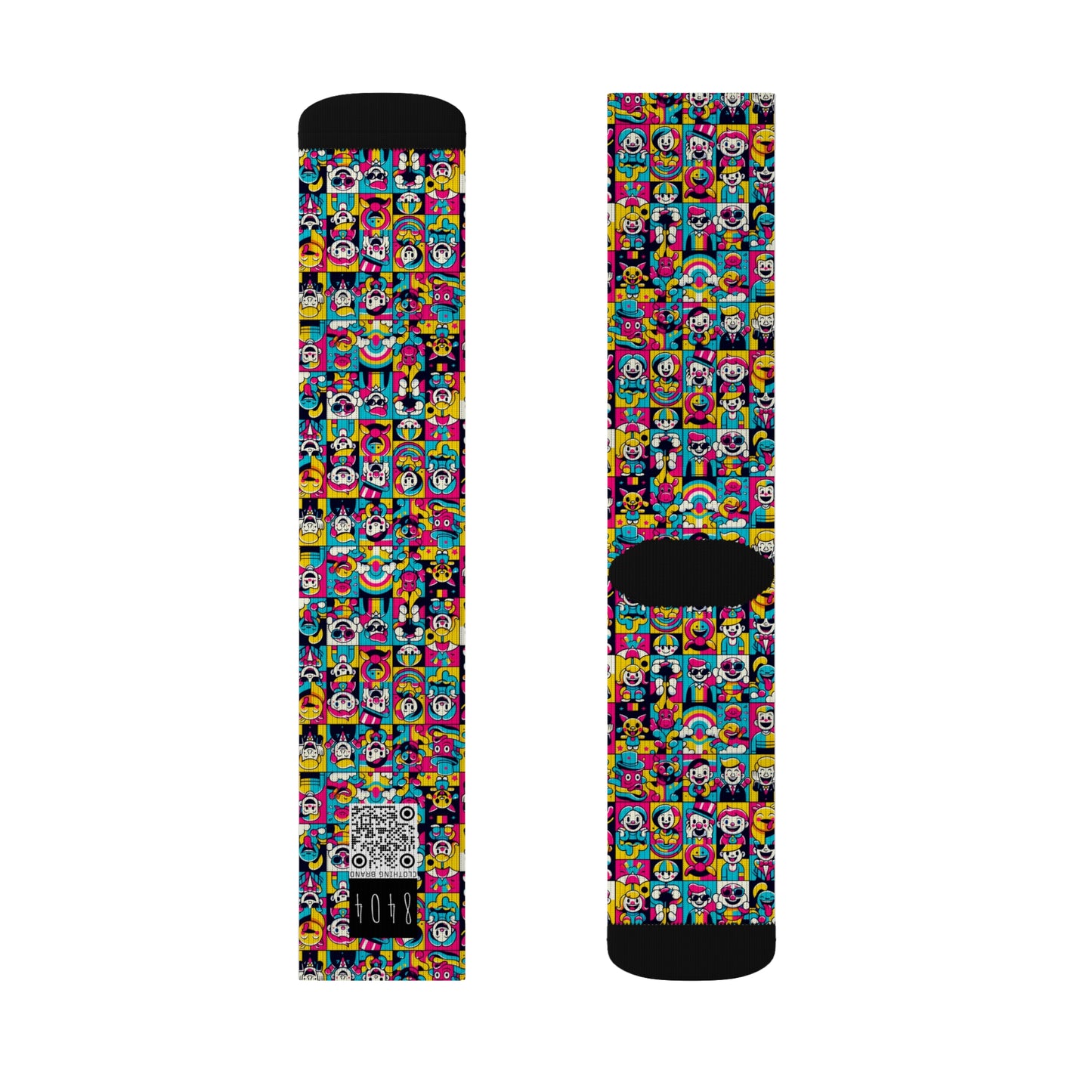 Neon Pop Playful Pop Culture Mashup Sublimation Socks - 8404 Design-60