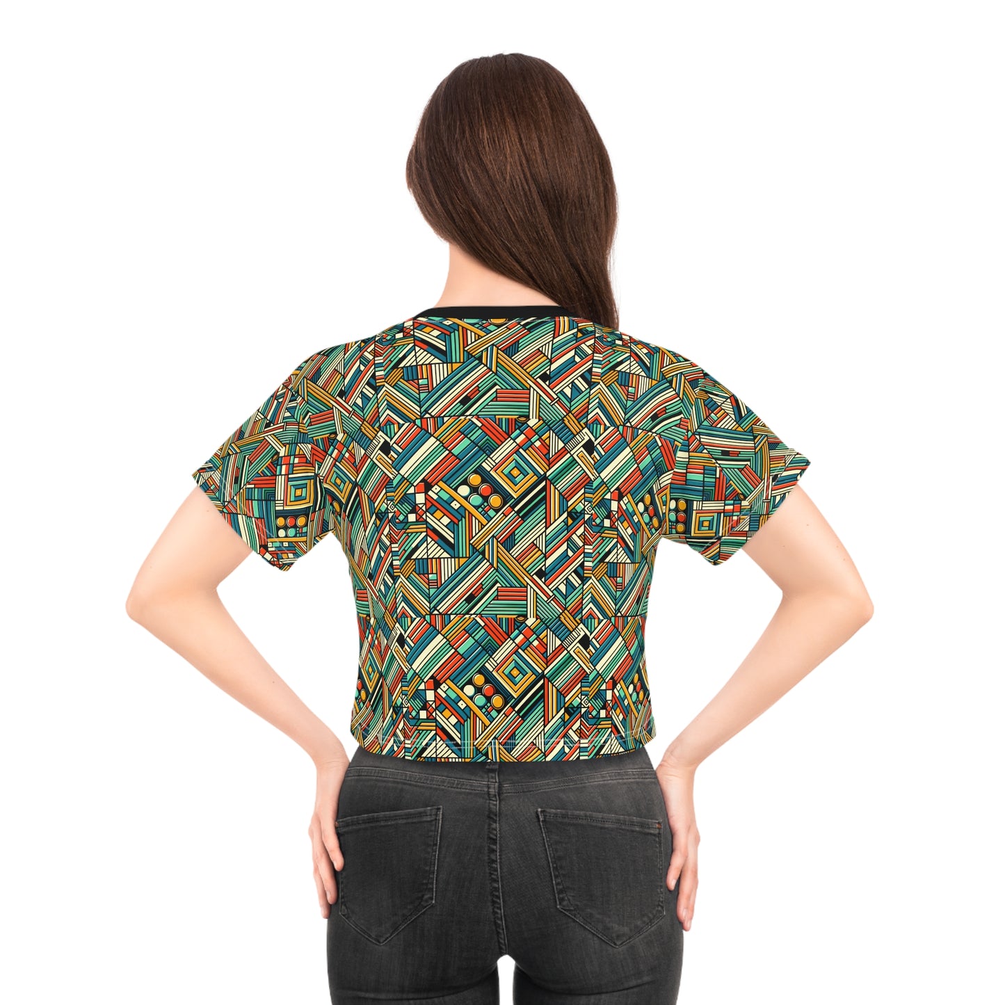 Abstract Graphic Art Modern Artistic Expression Crop Tee - 8404 Design-67