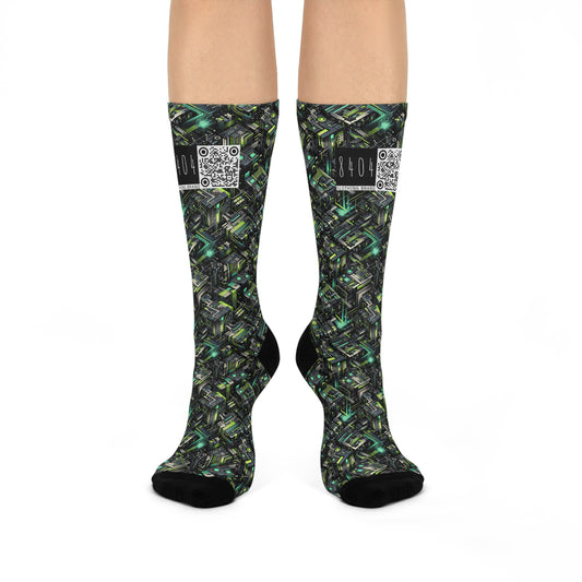 Tech-Infused Graphics Tech-Forward Streetwear Cushioned Crew Socks - 8404 Design-47