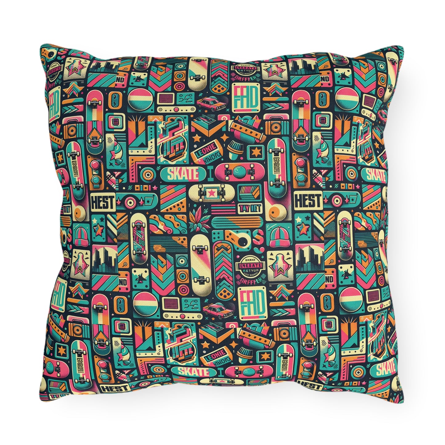 Skate Culture Revival Urban Retro Cool Outdoor Pillow - 8404 Design-61