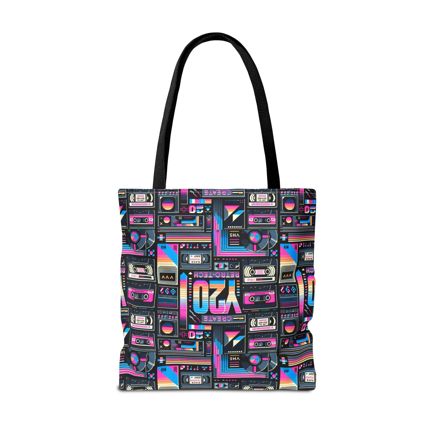 Digital Nostalgia Tech-Inspired Retro Fusion Tote Bag - 8404 Design-65