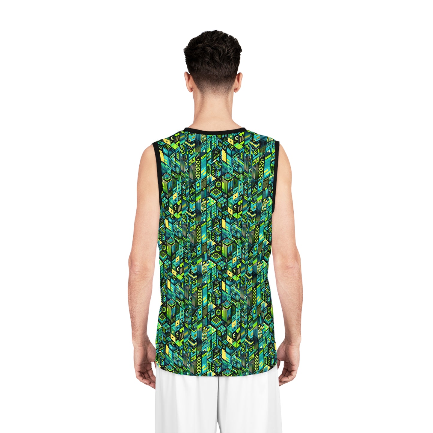 Tech-Infused Neon Tech-Forward Streetwear Basketball Jersey - 8404 Design-61