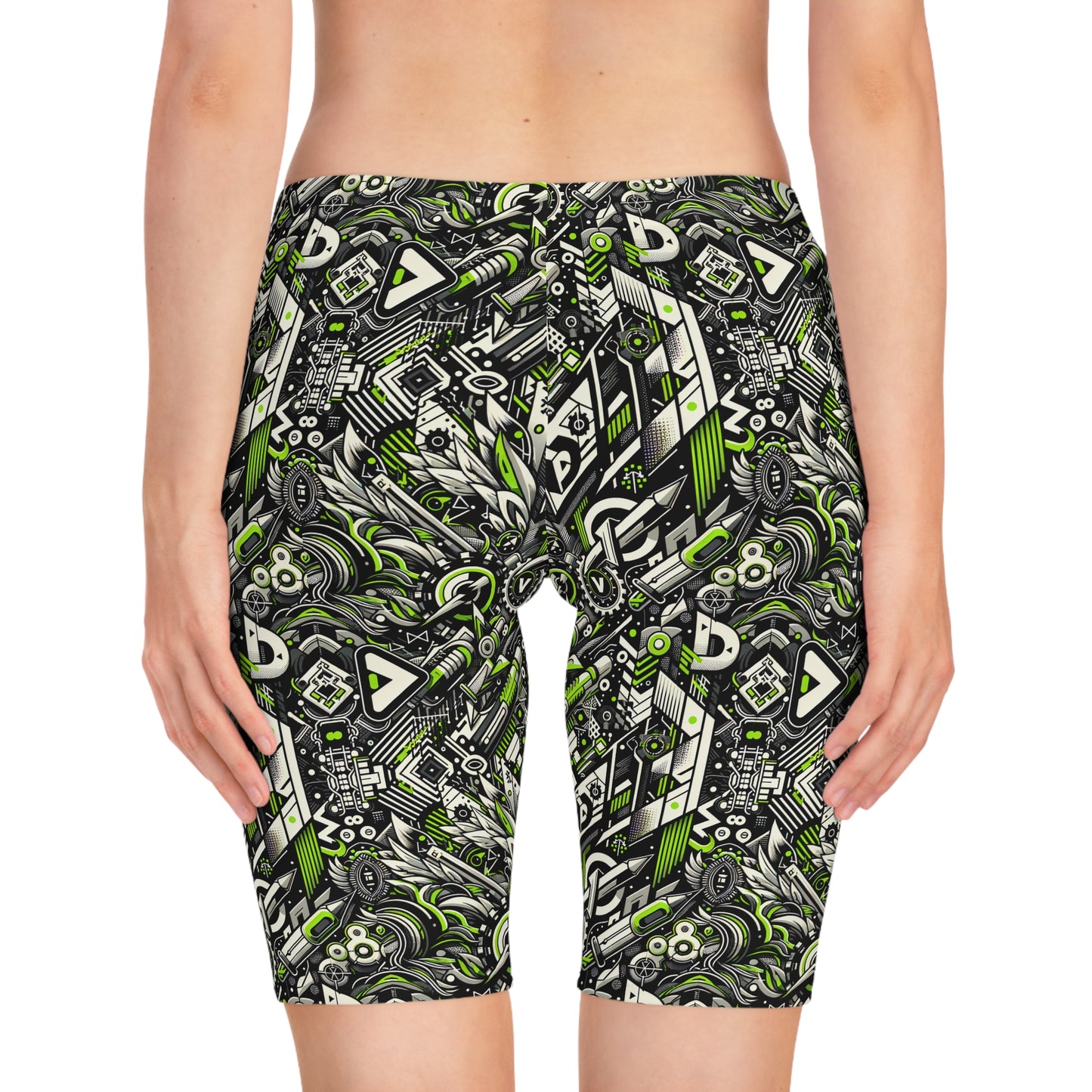 Graffiti Tech Fusion Bold Streetwear Fusion Women's Bike Shorts - 8404 Design-59