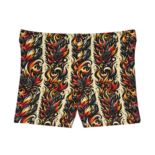 Flame Graphics Maximalist Streetwear Women's Shorts - 8404 Design-65