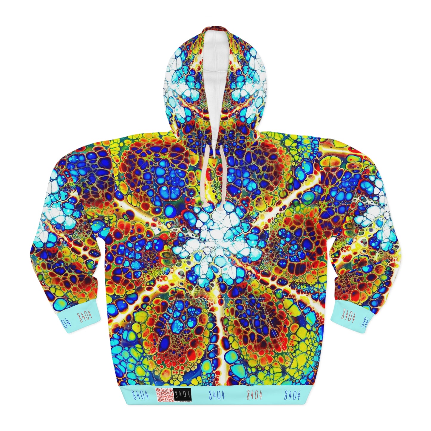 8404's Unisex Adult "fusion Flower in Glacier Blue" Fashion Pullover Hoodie