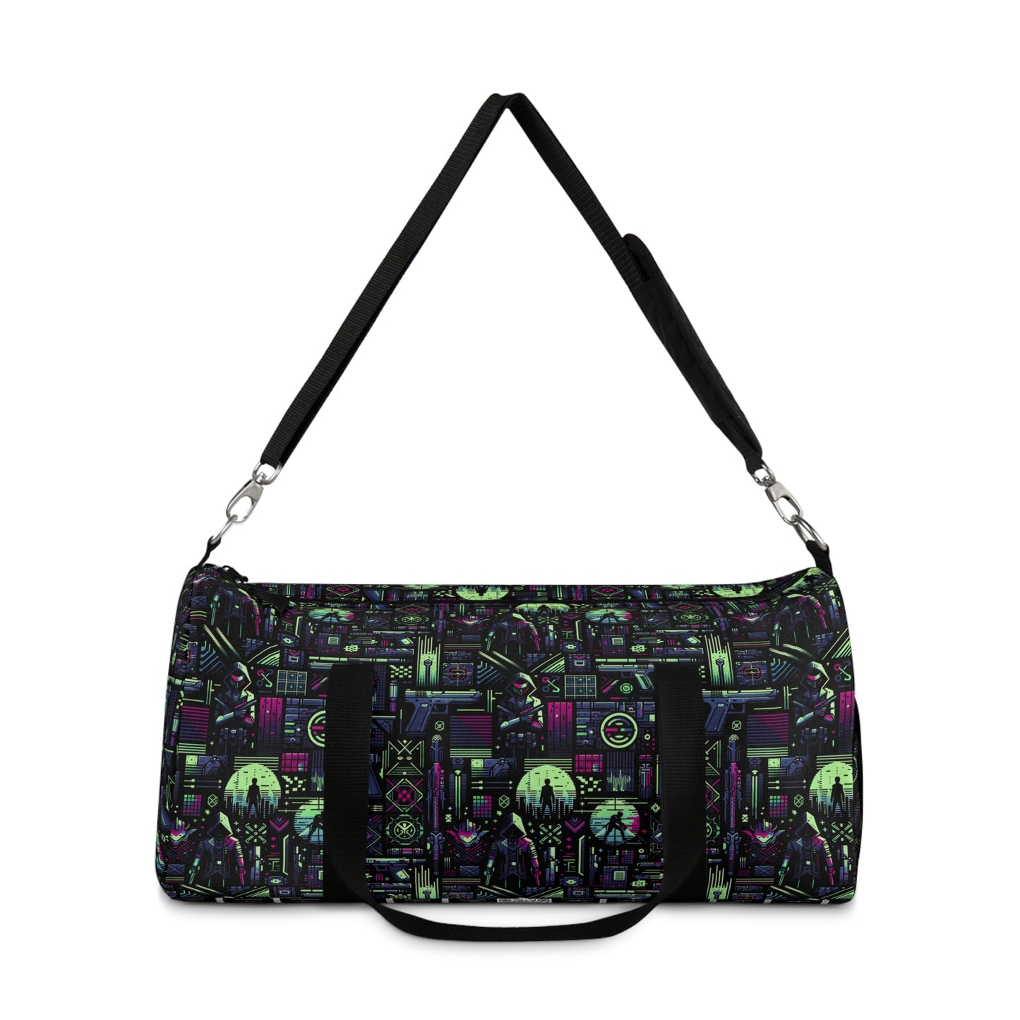 Tech Noir Futuristic Cyberpunk Duffel Bag - 8404 Design-63