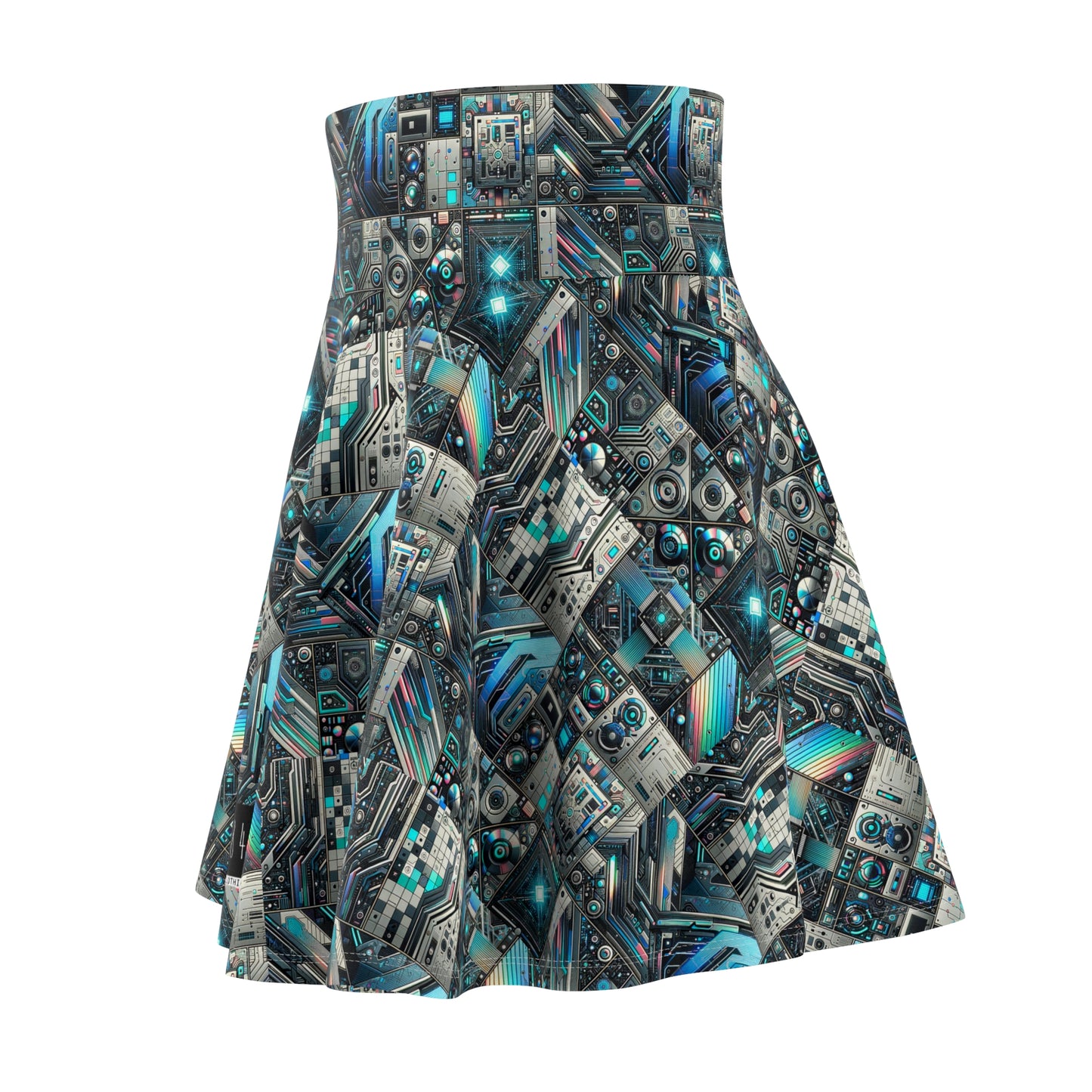 Tech-Infused Futurism Sleek Tech Edge Women's Skater Skirt - 8404 Design-48